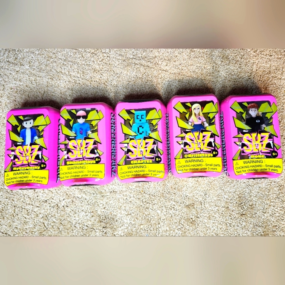 Set Of 5 Screen Breakz Collectible Figurine Toys Pink Roblox Gamerz Set New